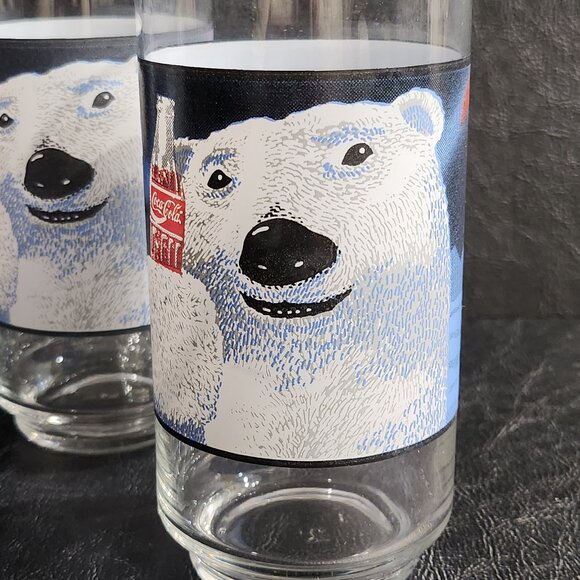 Set of 6 1980's 16 oz Always Cool Coca-Cola, Polar Bear Glass - Picture 3 of 7